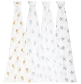 Aden + Anaïs | 4 pak organic swaddles - Animal Kingdom