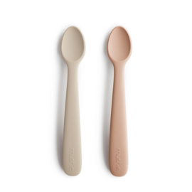 Mushie | Silicone Feeding Spoons - Blush/Shifting Sand