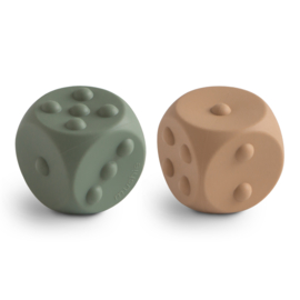 Mushie | Dice press toy - Dried thyme / Natural