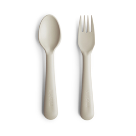 Mushie | Fork and Spoon Set (Ivory)