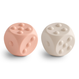 Mushie | Dice press toy - Blush/Shifting sand