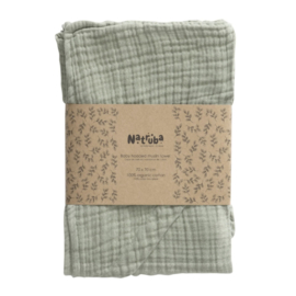 Natruba | hooded baby towel Muslin | 100% organic | Green