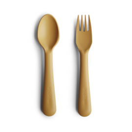 Mushie | Fork and Spoon Set (Mustard)