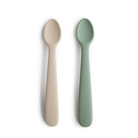 Mushie | Silicone Feeding Spoons - cambridge blue / shifting sand