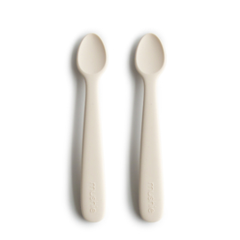 Mushie | Siliconen baby lepeltjes - Ivory (2 stuks)