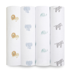 Aden + Anaïs | 4 pak organic swaddles - Animal Kingdom