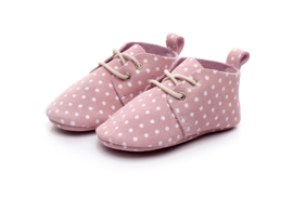 ☾  Niños |  Baby shoes | pink with white dots