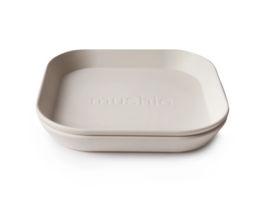 Mushie | Square Dinnerware Plates, Set of 2 (Ivory)