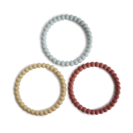 Mushie | Pearl Teething Bracelet - mellow / terracotta / periw