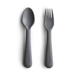 Mushie | Fork and Spoon Set (Smoke)