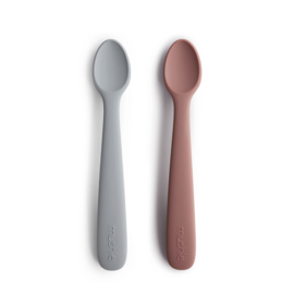 Mushie | Silicone Feeding Spoons - stone  / cloudy mauve