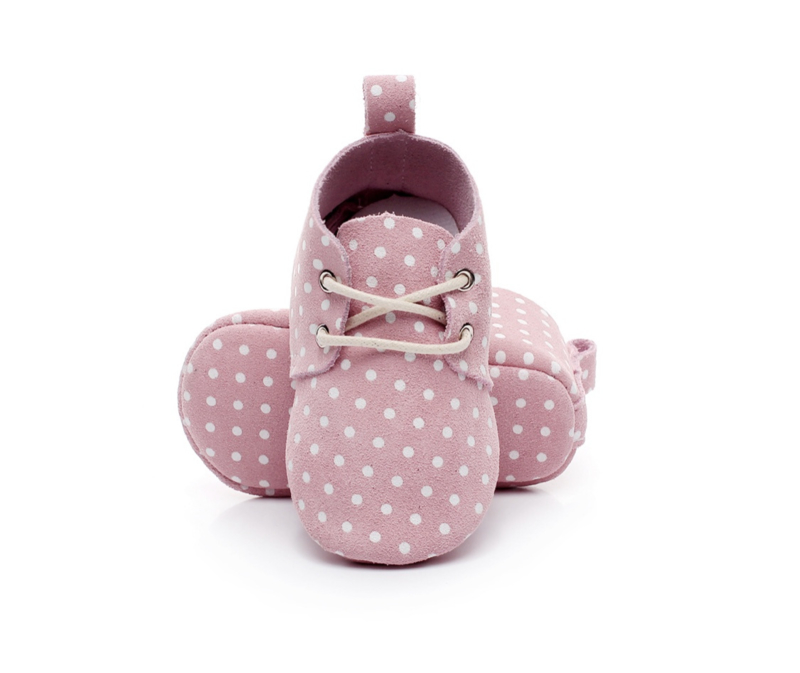 ☾  Niños |  Baby shoes | pink with white dots