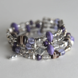 Mixed Media Memory Wire Armband Lavender
