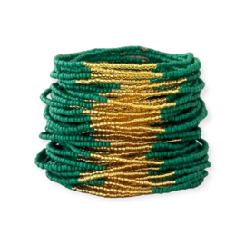 Masai Kralen Armbandje Twintone Green Gold