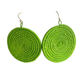 Sisal Disc Oorbellen Grasgroen Large