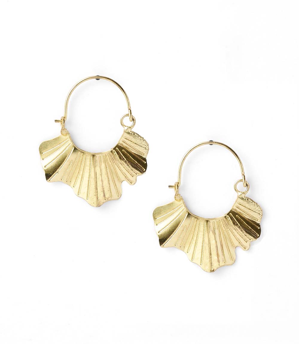 Earrings Sayuri Ginkgo Leaf Hoop