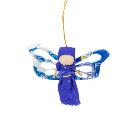 Duurzame Vlinder Engel Hanger Gerecycled Blik Blauw