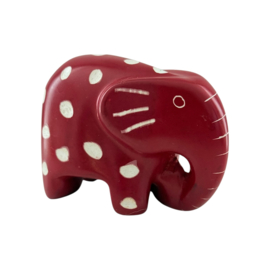 Dierenbeeldje  Rood/Wit Kisii steen Olifant