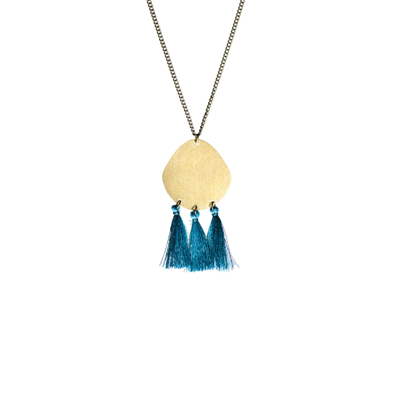 Tassel Trio Necklace Teal