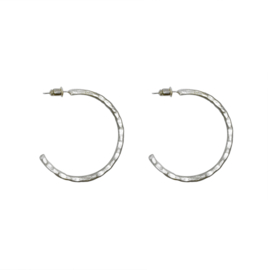 Textured Twig Hoops Silver