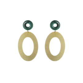 Magda Oval Double Studs Teal