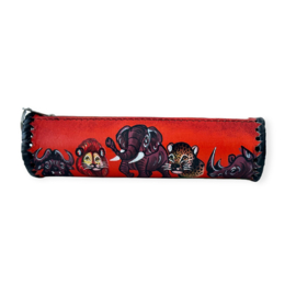 Pen-Etui Leer Wildlife Rood