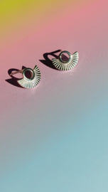 Art Deco Fan Sterling Silver Stud Earrings