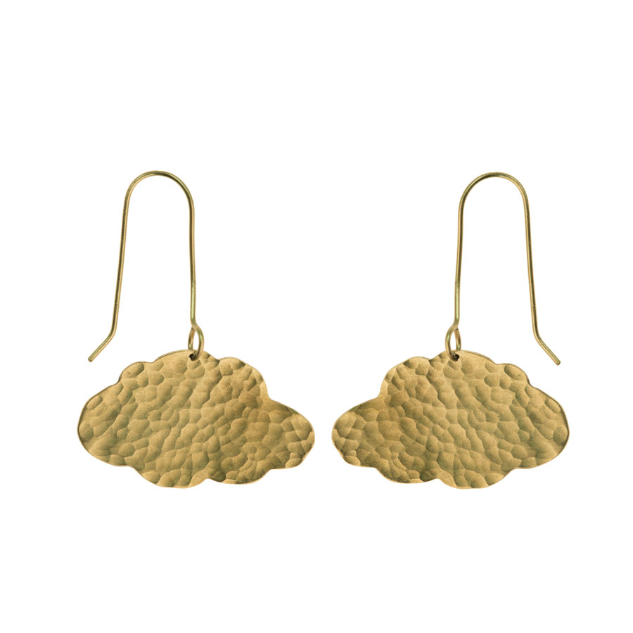 Hammered Brass Cloud Earrings