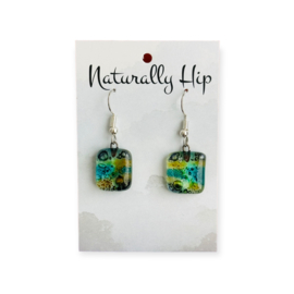 Fused Glass Earrings Square 06