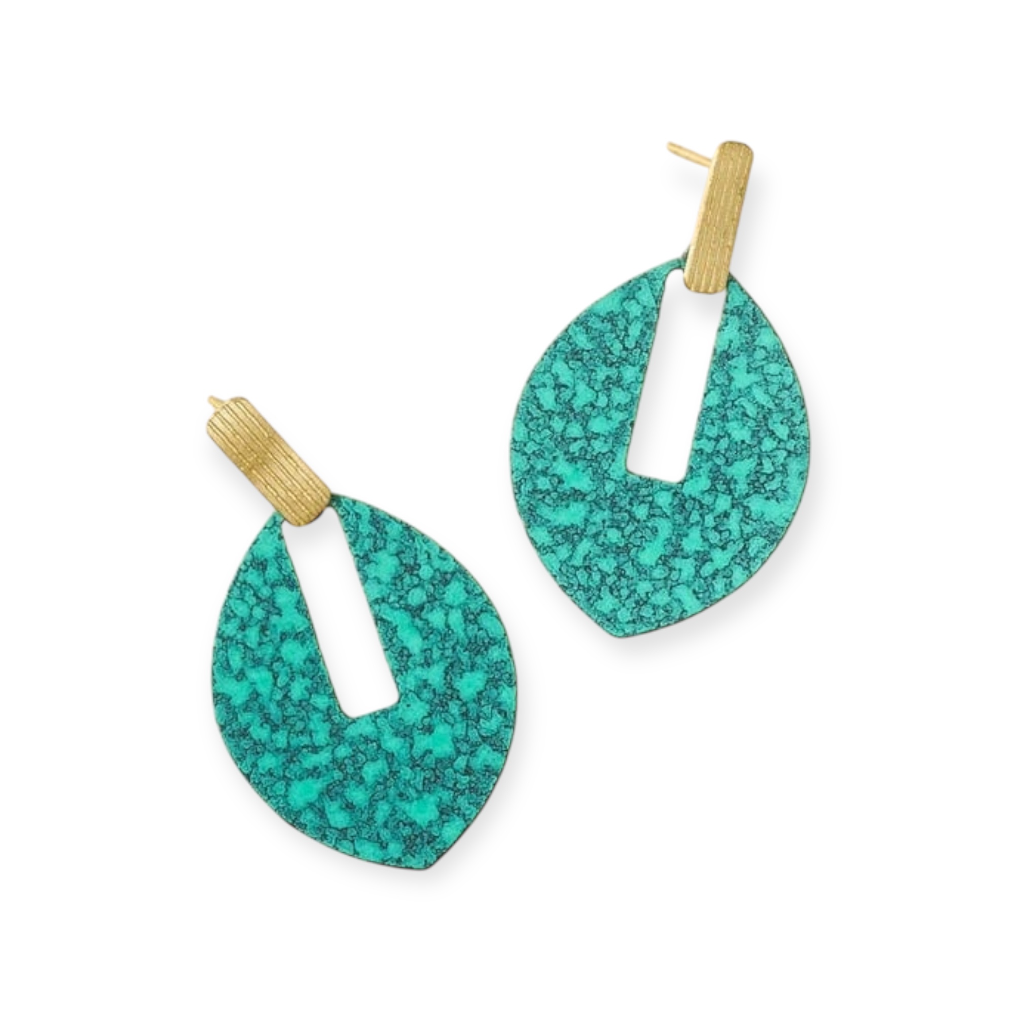 Earrings Nihira Teal Patina Sphere Drop