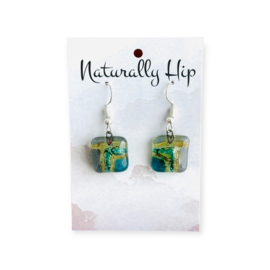 Fused Glass Earrings Square 36