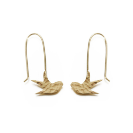 Hammered Brass Swallow Earrings