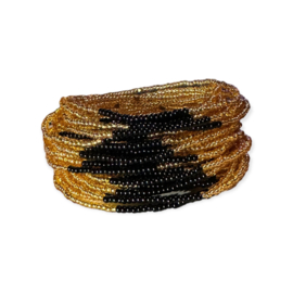 Masai Kralen Armbandje TwinTone Gold Black