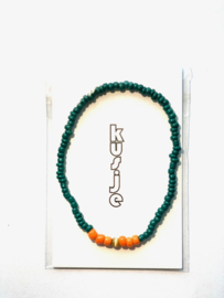 Wit Wens/Gift kaartje met Masai Beads armbandje