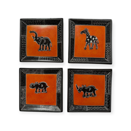 Vierkant Schaaltje Animals Kisii steen Oranje