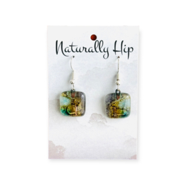 Fused Glass Earrings Square 34