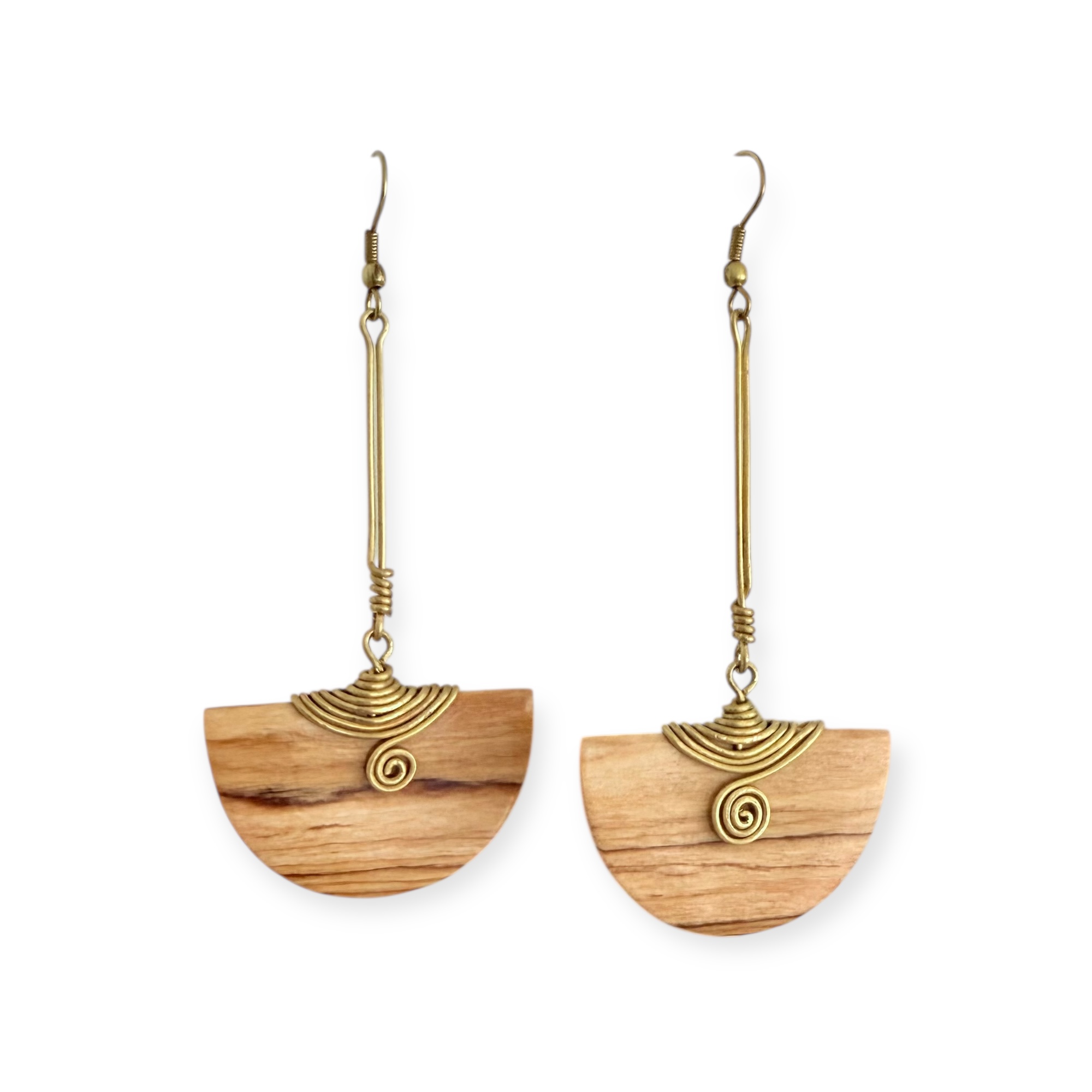 Oorbel Hout Half Moon