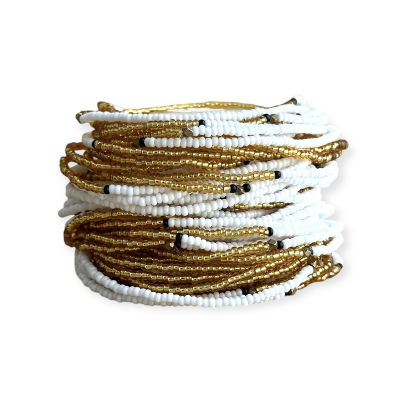Masai Kralen Armbandje Gold & White