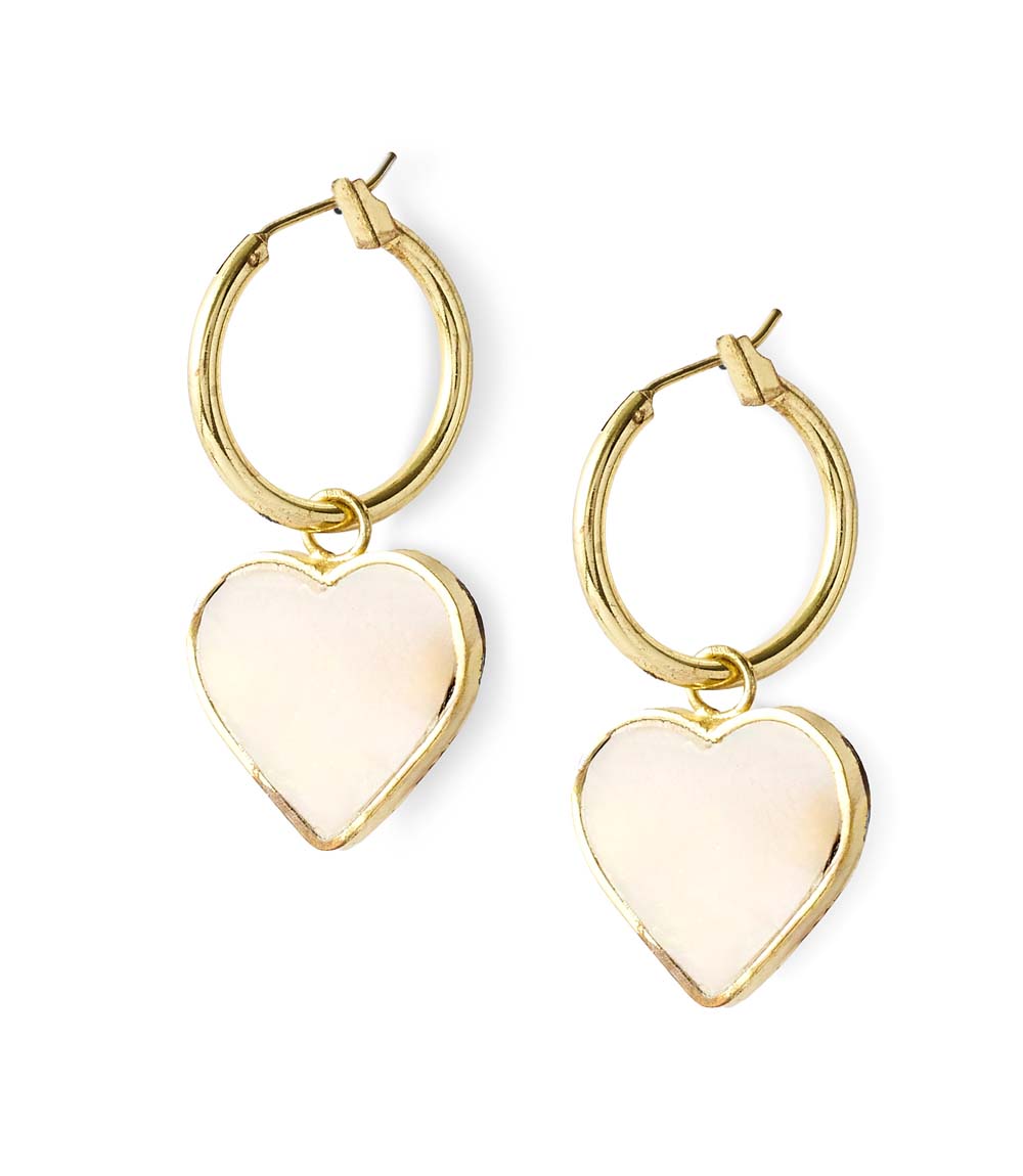Earrings Rajani Hoop Heart Mother of Pearl