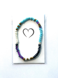 Wit Wens/Gift kaartje met Masai Beads armbandje