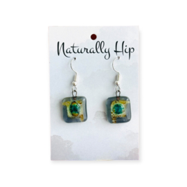 Fused Glass Earrings Square 31