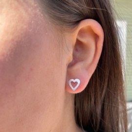Open Heart Ear Studs - Sterling Silver