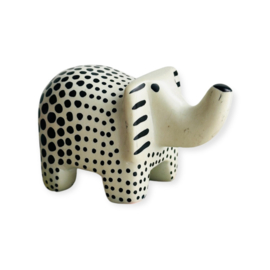 Dierenbeeldje  Zwart/Wit Kisii steen Olifant