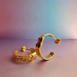 Organic Crescent Hoop Earrings Gold