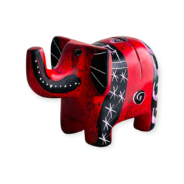 Kaarthouder Olifant Kisii steen Rood