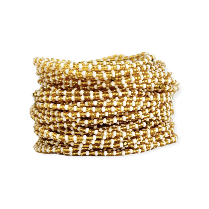 Masai Kralen Armbandje Goldy White Fine