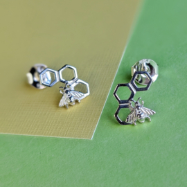 Silver Bumble Bee Stud Earrings