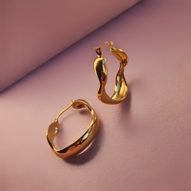 Large Water Hoop Earrings Gold