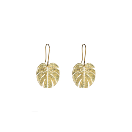 Coralie Hammered Tropical Leaf Earrings Small