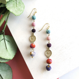 Kantha Rainbow Drop Earrings